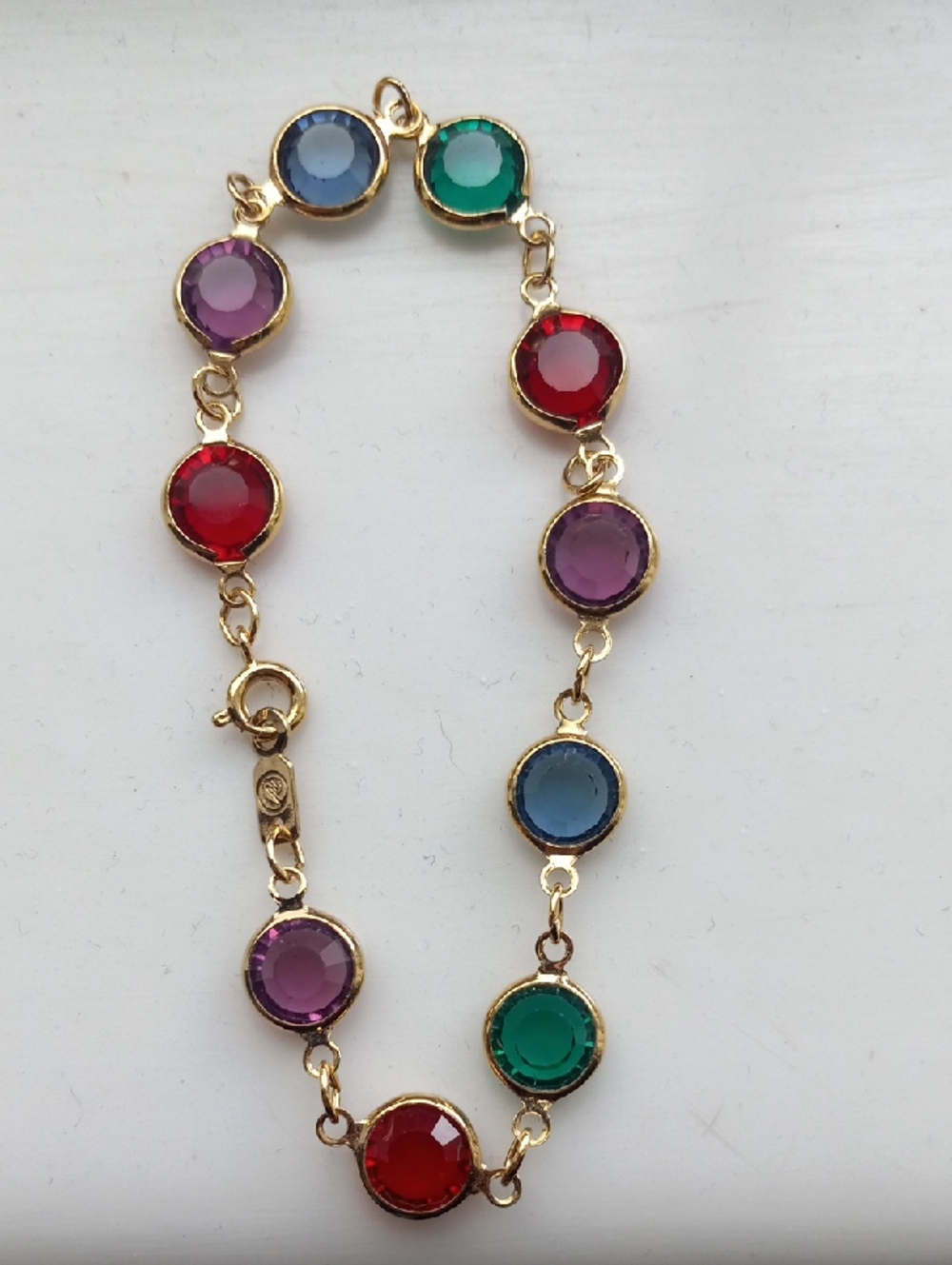 Swarovski Vintage Multi Colored Crystal Bezel Set Bracelet Rainbow